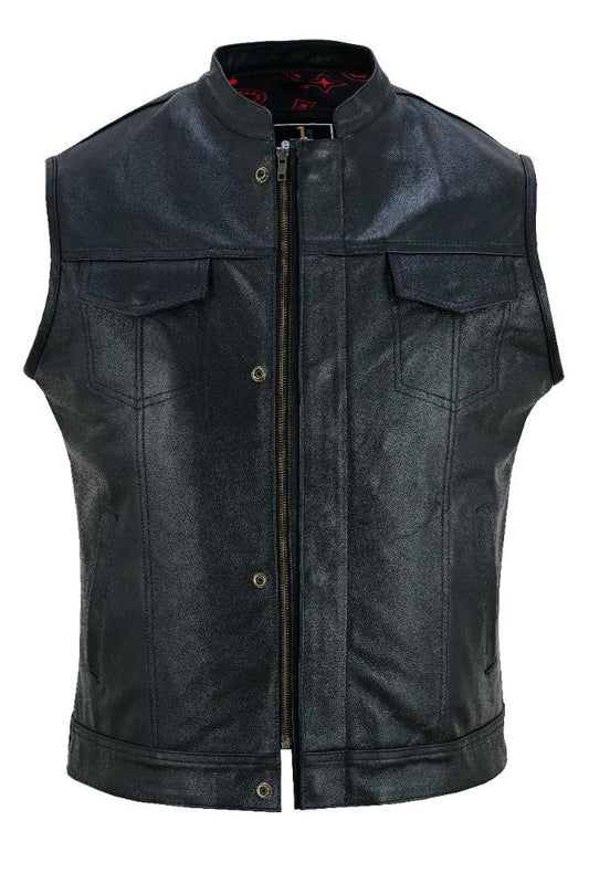 Men's Black Leather Vest